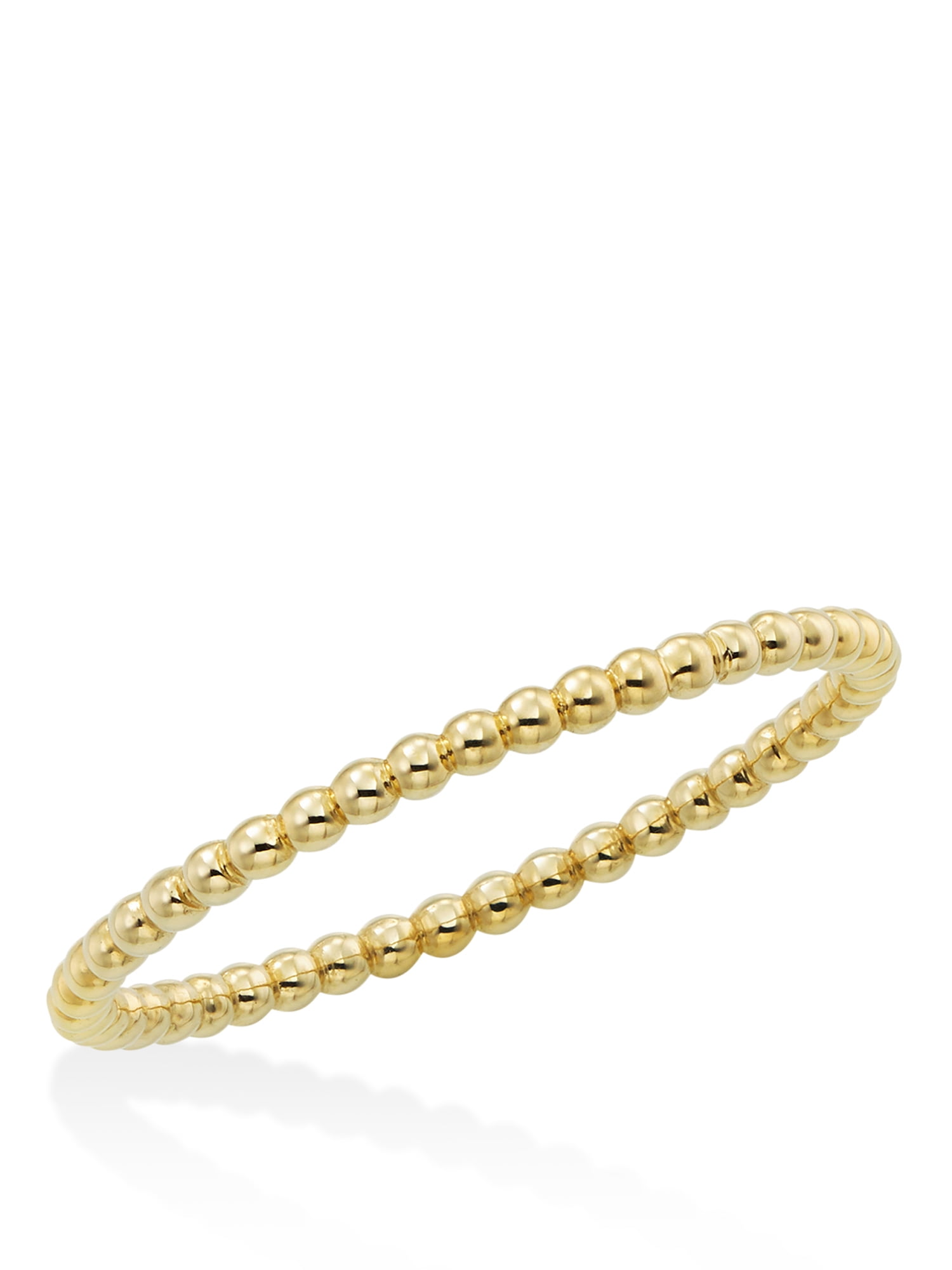 14K Yellow Gold Thin Beaded Eternity Band Ring