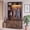 Brown, variant on Jableast 68.9" Hall Tree with LED Light, Farmhouse Entryway Bench with Coat Hooks & Storage Cabinet, 6 Open Shelves, Brown