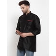 thumbnail image 3 of eloria Men's Indian Traditional Black Solid Straight Kurta, 3 of 7