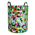 thumbnail image 2 of Daiia Colorful Tie Dye Stained Glass Round Laundry Basket with Handles Thickened Waterproof Circular hamper,Dirty Clothes Storage Basket for Bedroom,Bathroom,College Dorm-Medium, 2 of 8