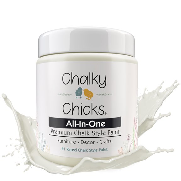 Chalky Chicks 4 Fl Oz Matte Salt Flats (Off White) Chalk Paint for Furniture Without Sanding - No Prep Furniture Paint No Sanding All in One for Crafts, Wood, Cabinet, Metal, Dresser, Farmhouse