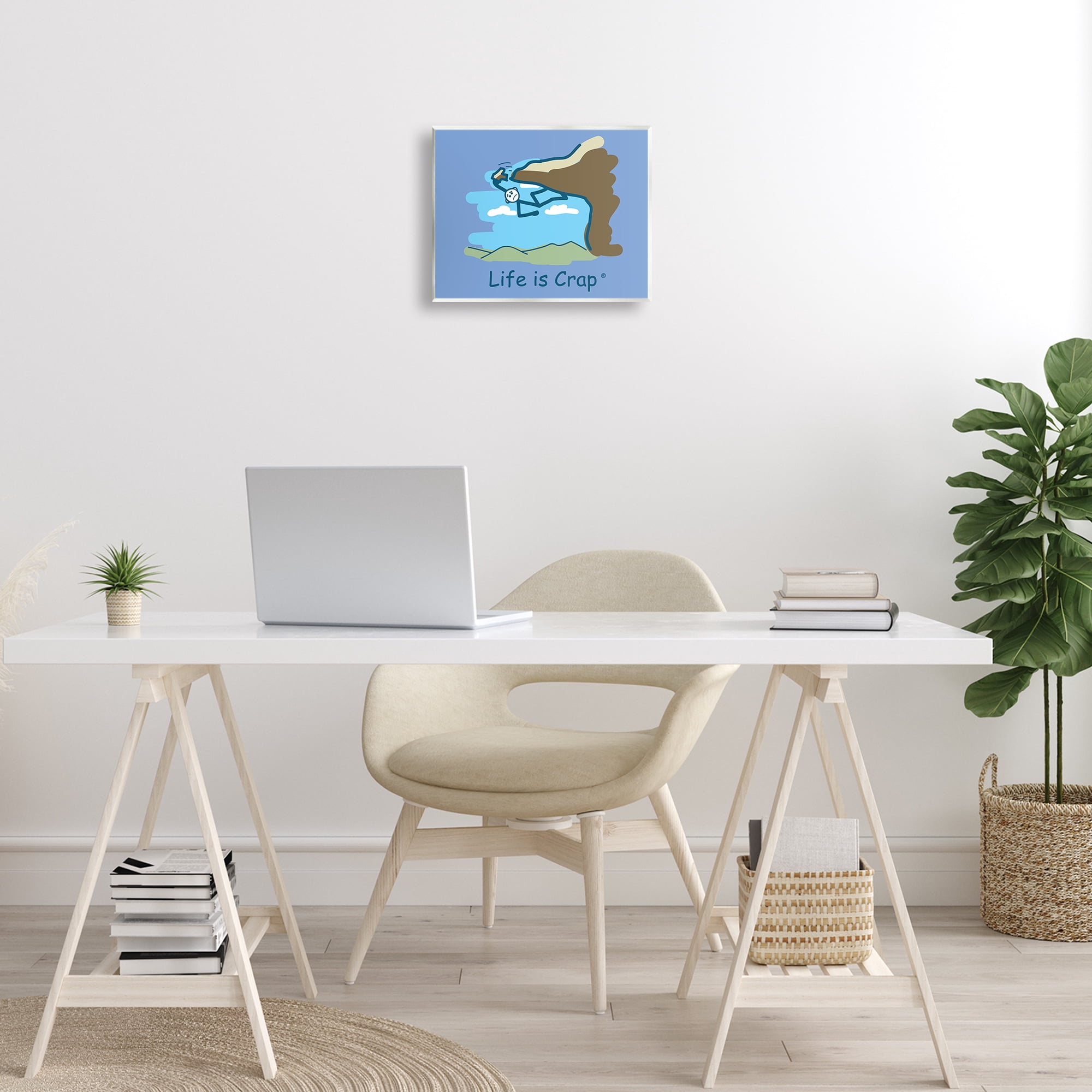 Stupell Industries Falling Rock Climber Novelty & Humor Painting Unframed Art Print Wall Art, 14 x 11