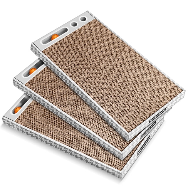 Tabla de rascar con forma de gato Markarbarka, 3 unidades, de cartón reversible
