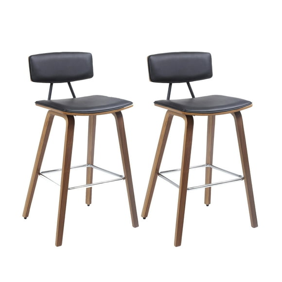 2 Pack Vintage Wood Bar Stools with Back and Foot Ring, 27" Counter Height Barstools Pub Dining Chair Kitchen Island Stool