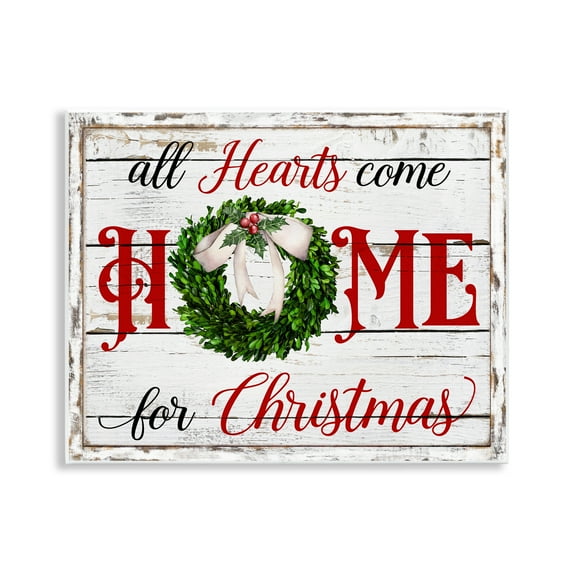 Stupell Industries Hearts Home For Christmas Holiday Painting Unframed Art Prints Wall Art, 14 x 11