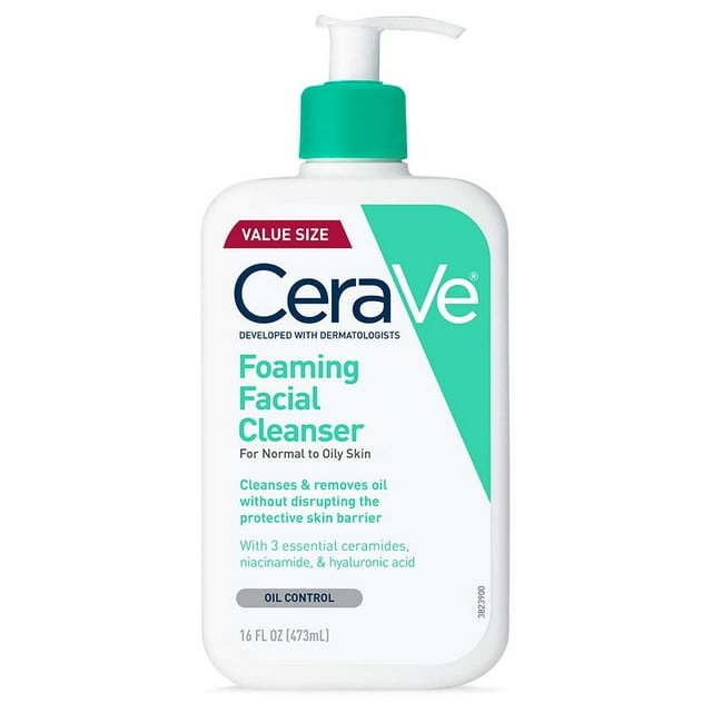 Limpiador Facial de Espuma CeraVe 16 oz para Piel Normal a Grasa Sin Parabenos ni Fragancias
