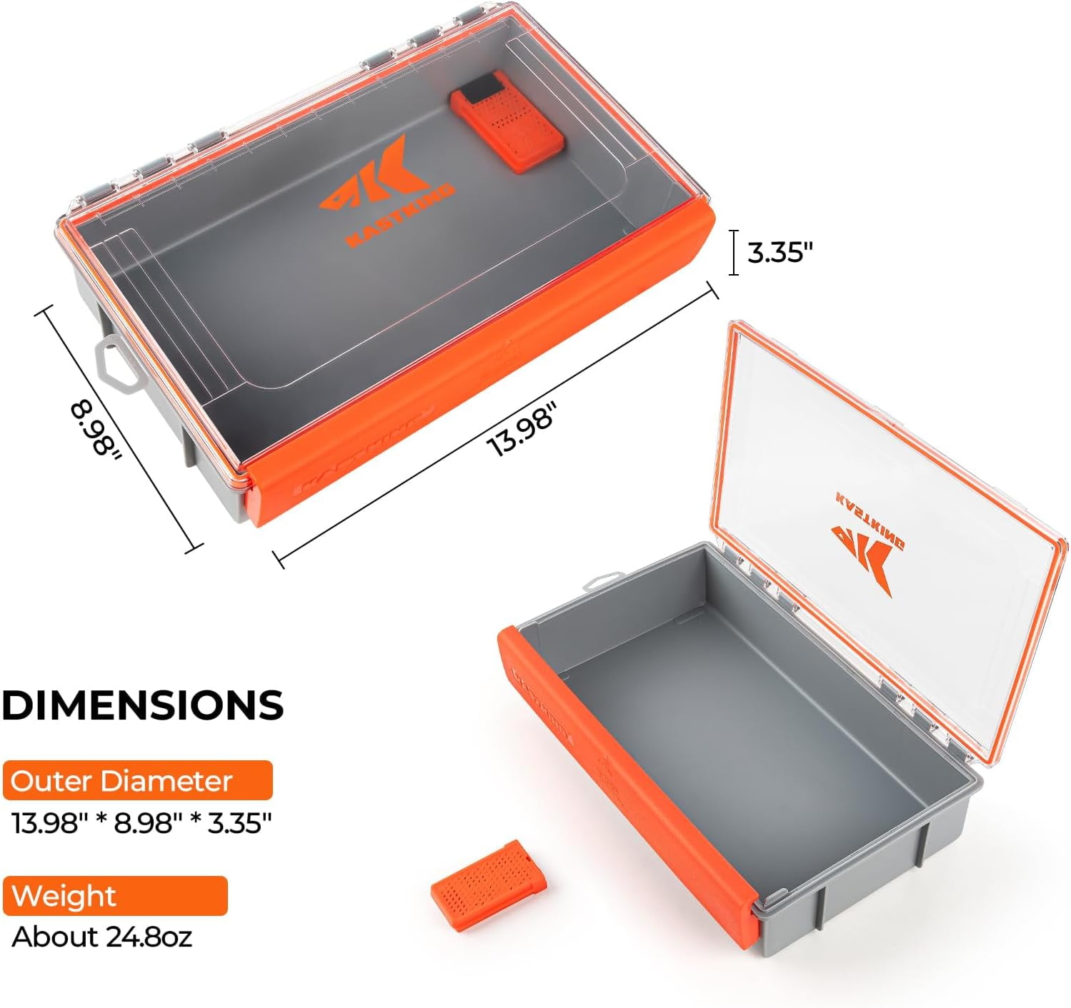 KastKing Waterproof Tackle Box, Fishing Tackle Box Organizer With Exterior Stickers-HyperSeal 3700*2 Deep Tackle Trays,