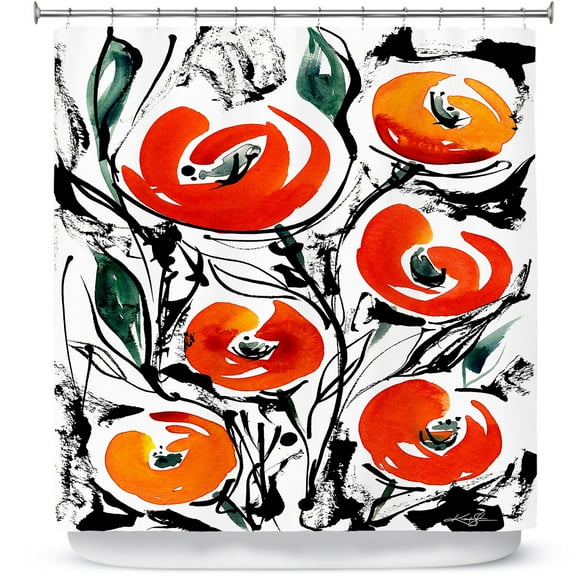 Shower Curtains 70" x 84" from DiaNoche Designs by Kathy Stanion - Poppies Galore 1