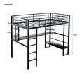thumbnail image 7 of Metal Loft Bunk Bed Full Size Sturdy Frame with Long Desk Shelves and Ladder, Full Size Loft Metal Bed with Bookshelf and Desk, 7 of 7
