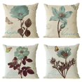 thumbnail image 1 of Paquete de 4 fundas de almohada decorativas de lino con diseño floral de 18 x 18, 1 of 5
