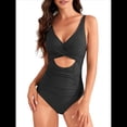 thumbnail image 3 of Trajes de Baño de una Pieza para Mujer, con Control de Abdomen, Corte Alto, Espalda Cruzada y Lazo. Negro XXL, 3 of 8