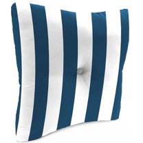 Jordan Manufacturing 23.5" x 24" Awning Navy Stripe Square Tufted Outdoor Deep Seat Chair Back Cushion with Fabric Button