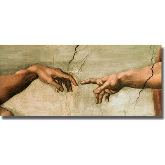 Artistic Home Gallery  Creation of Adam by Michelangelo Stretched Canvas Wall Art 38 x 0.75 x 18 in.