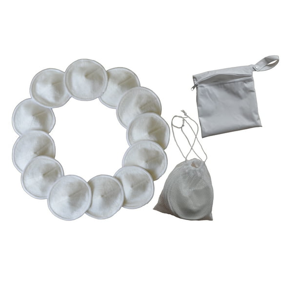 Savvy Mama! 12 Pack Organic Bamboo Contoured Nursing Pads plus mesh laundry bag/ carry bag. Washable. Reusable.