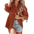 thumbnail image 4 of Women Long Sleeve Corduroy Peplum Shacket Jacket Button Down Babydoll Shirts Oversized Casual Blouses Tops, 4 of 6