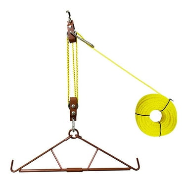 Atflbox Game Hoist Gambrel with 700lb Capacity Deer Hanger and Elk Dual Pulley Hoist Lift System, Hunting Game Hanging Kit for Deer Butcher, Deer Hunting Accessories Gifts for Men