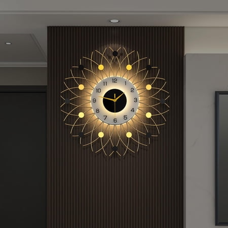Sunburst Wall Clocks, Large 3D Metal Wall Clocks, 24 Inch Design Silent Non-Ticking Wall Watches for Living Room Kitchen Bedroom Wall Decor,60CM