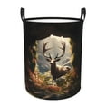 thumbnail image 1 of Balery Enchanted Deer In Cave Cesta de ropa redonda con asas, impermeable, independiente, para ropa, juguetes, dormitorio y familia-Small, 1 of 6