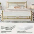 thumbnail image 4 of Amolife King Size Metal Platform Bed Frame with Vintage Cross Pattern Headboard&Footboard, Gold, 4 of 8