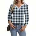 thumbnail image 4 of GreatBaby Women's V-Neck Three Quarter Sleeve T-Shirts Raglan Styles Loose Styles Button Details Tops Casual Wear Fall Daily Routines(Light Blue#1,S), 4 of 7