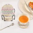 thumbnail image 5 of Haosy Set of 6 Drink Woven Coaster with Holder Heat Resistant Non-Slip Bar Coasters 4 Inches Pastel Colored Chevron, 5 of 7