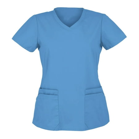 

CHMORA Scrubs for Women Printed Short Sleeve V Neck Nursing Uniform Holiday Fun Patterned Tshirts Scrub Tops
