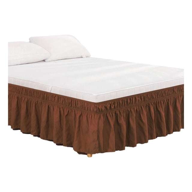 Bed Skirt with Elastic Wrap Solid Color Soft Fabric Easy Fit for King Queen Full Size Beds Hidden Box Spring Cover Dust Ruffle
