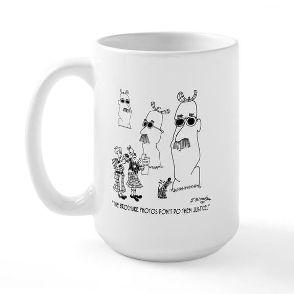 CafePress - Easter Island Statues With Big Glasses Large Mug - 15 oz Ceramic Large White Novelty Mug