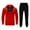 Red, variant on 2PC Men's Collar Zipper Colorblock Pullover Jacket Hooded Sports Jacket Sweater Top   Pants Set On Red 8(XL)