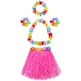 thumbnail image 2 of Falda elástica hawaiana de hierba Hula con disfraz de flores para fiesta, playa, baile, disfraces, multicolor, 2 juegos, 2 of 5