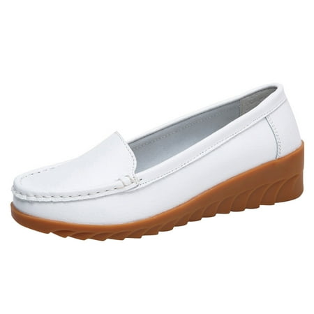 

Caqnni Women s Platform Penny Loafers Loafers Dress Shoes Comfortable Work Office Business Casual Slip On Shoes (8 White)