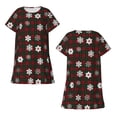 thumbnail image 3 of Bixox Plaid Snowflakes Festive Pattern Women's Nightgown, Soft & Breathable Sleepwear, Round Neck Knee-Length Pajama Dress,Loungewear for Home & Sleep, 3 of 7