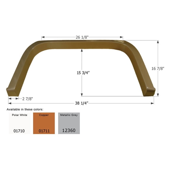 Icon Technologies 01710 - FS1710 38-1/4"L x 16-7/8"H (15-3/4" Arch Heigh) Polar White Single Axle Fender Skirt for Coachmen Shasta Model