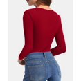 thumbnail image 3 of Camisas de manga larga CLOZOZ para mujer Camiseta básica ajustada con cuello en V, 3 of 5