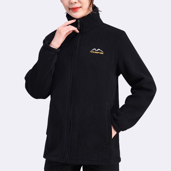 CUZIBR Women Winter Coat Long Sleeve Zip Up Thick Warm Lined Fuzzy Jacket Loose Fit Lightweight Outerwear Cozy Soft Comfortable Casual Wear With Pockets Dailywear,Black,XXL