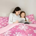 thumbnail image 6 of Manfei Cute Cartoon Snowflake Bedding Comforter Set,Merry Xmas Twin Comforter Sets,Pink White Bedding Set For Girl Kids,Luxury Bedroom Decor Reversible,2-Piece, 6 of 9