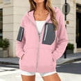 thumbnail image 4 of HomeDM Sweatshirt for Women Long Sleeve Full-Zip Hooded with Pocket Color Block Casual Outerwear, 4 of 8