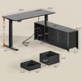thumbnail image 3 of 55" L Shaped Electric Standing Desk with 6 Fabric Drawers and Storage Shelves, Height Adjustable Computer Desk, Home Office Desk, 3 of 7