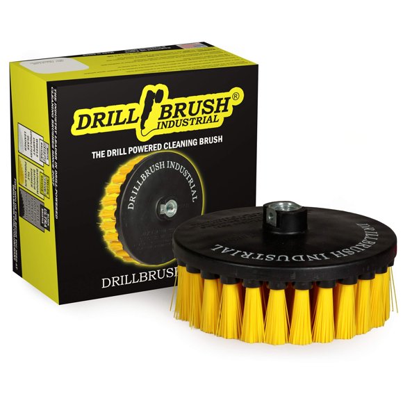 Accessoires de Salle de Bain - Fournitures de Nettoyage - Brosse à Récurer 7 Po - Poils Jaunes Moyens - Polisseuse à Vitesse Variable - Moyeu Fileté 5/8 x 11 - Carrelage - Nettoyant pour Douche - Porcelaine - Sol
