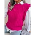 thumbnail image 6 of Women'S Ruffle Cute Sweater Vest Sleeveless Round Neck Summer Knit Pullover Tank Tops Rose Red L, 6 of 8