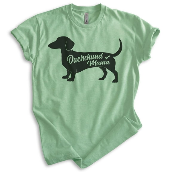 Dachshund Mama T-shirt, Unisex Women's Shirt, Dachshund Owner, Best Dog Mom Gift, Heather Apple Green, Medium