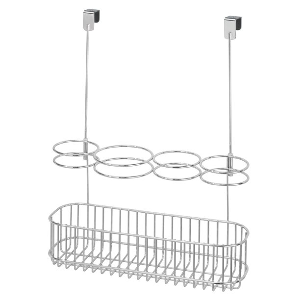 mDesign Metal Bathroom Storage Tool Organizer Accessory Basket Tray