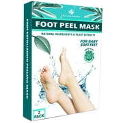 GenieDerm Foot Peel Mask with Aloe Vera 2 Pack Repairs Rough Heels Dead Skin and Calluses
