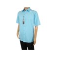 thumbnail image 3 of Men Short Sleeve Sport Shirt by BASSIRI Light Weight Soft Microfiber 61981 Teal, 3 of 4