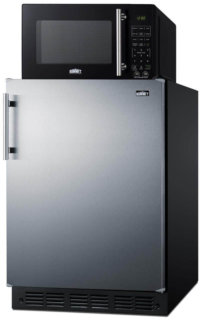 Combination refrigerator-freezer and microwave