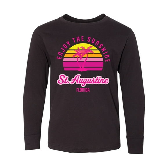 Inktastic Summer Enjoy the Sunshine St. Augustine Florida in Pink Long Sleeve Youth T-Shirt