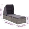 thumbnail image 4 of vidaXL Sun Lounger with Canopy and Cushion Poly Rattan Grey, 4 of 5