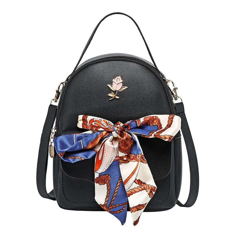Leather Flower Daffodils Mini Backpacks Women Girls Rucksack Handbags School Bag 