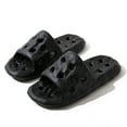 thumbnail image 4 of XUNKUSGA Slippers for Women Comfortable Breathable Hollow Shower Shoes with Drain Holes Soft Comfort Non-Slip Shower Slippers Soild Color Thickened Sole Cloud Slides for Women Black, 4 of 5