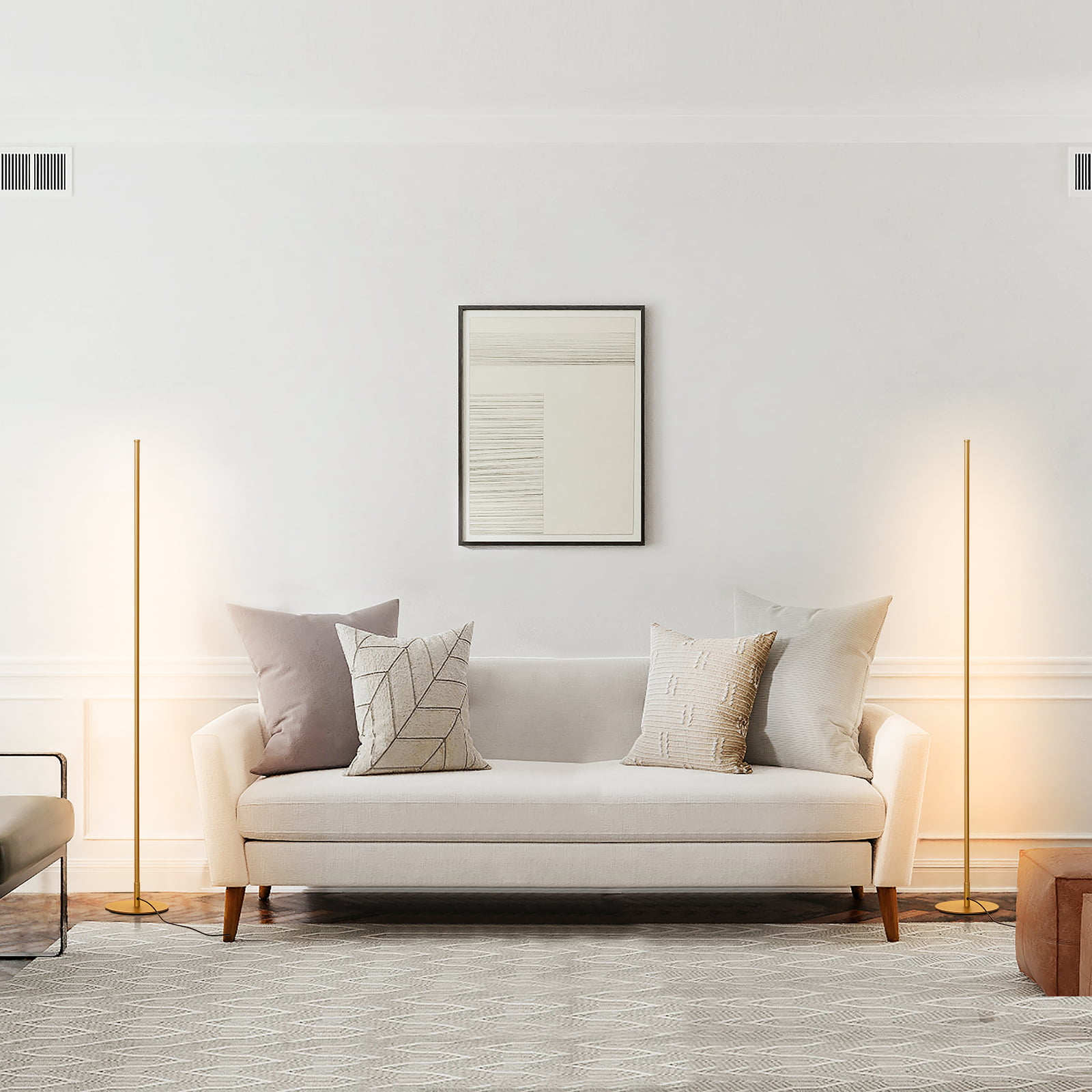 DEWENWILS LED Corner Floor Lamp, Minimalist Dimmable Mood Light, 57.5  Standing Tall Lamp for Living Room, Bedroom, Home Office, 3000K Warm White  Light (Silver) 